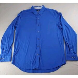 Buttercloth Shirt Mens Extra Large Blue Button Up Long Sleeve Regular Flip Cuff